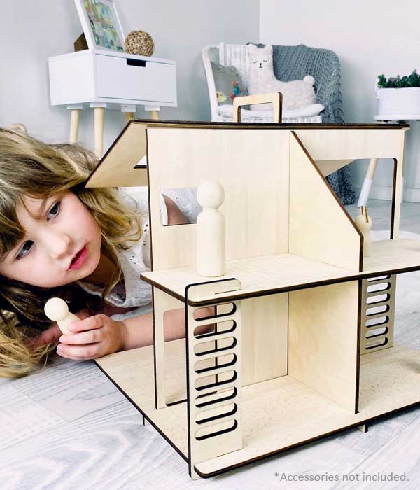 Sunnyside Portable Wooden Dollhouse - by Wishwood