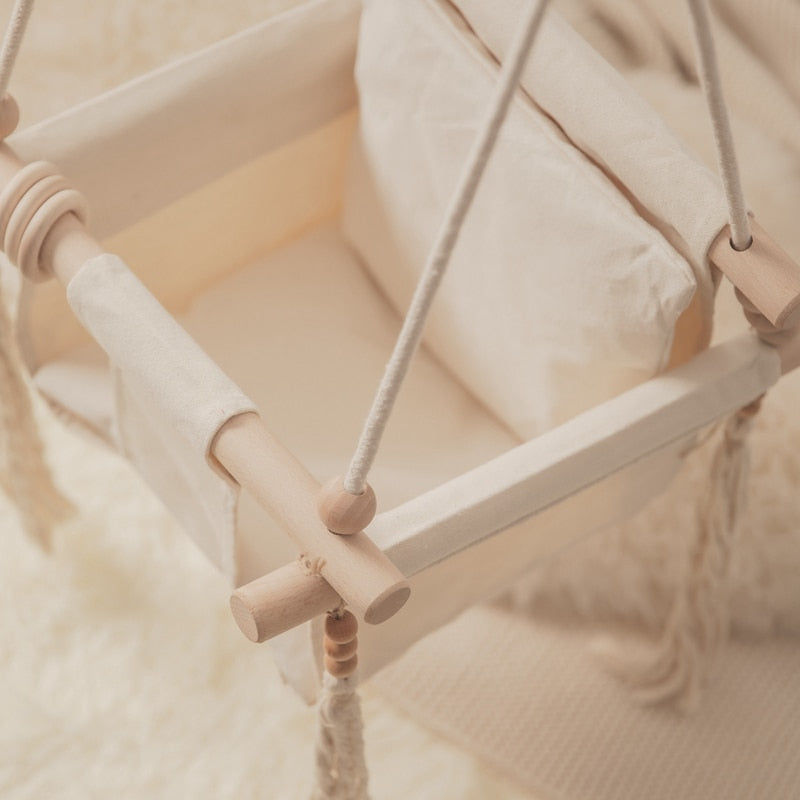 Canvas Baby Swing with Tassels
