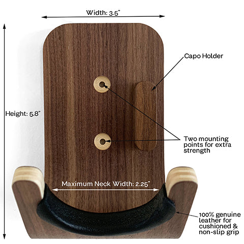 Wooden Guitar Hanger Wall Hook by "Strummm" - Single Pack
